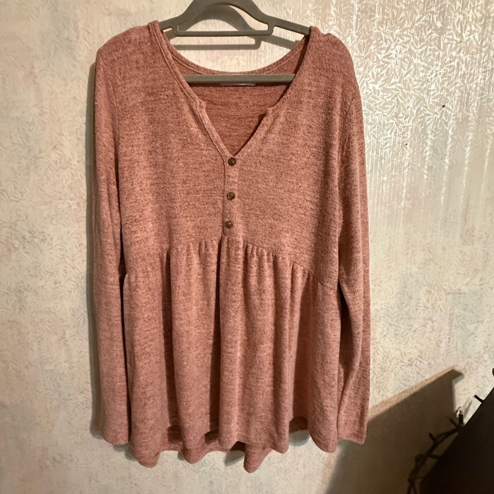 Elegant Rose Buttoned Babydoll Top, Sz XL, Button Detail On The Front, So Soft